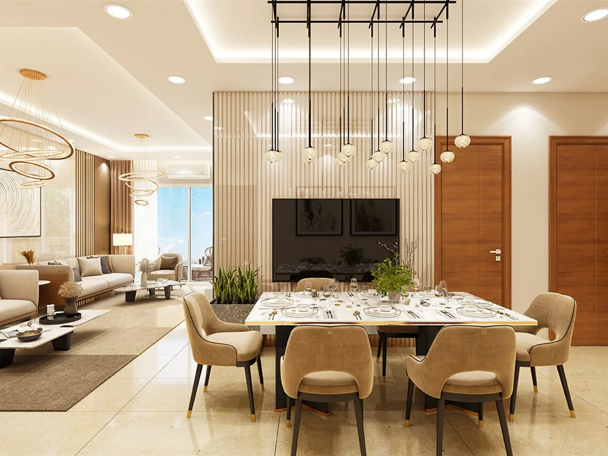 Wave Gardens 3 BHK living and dining room