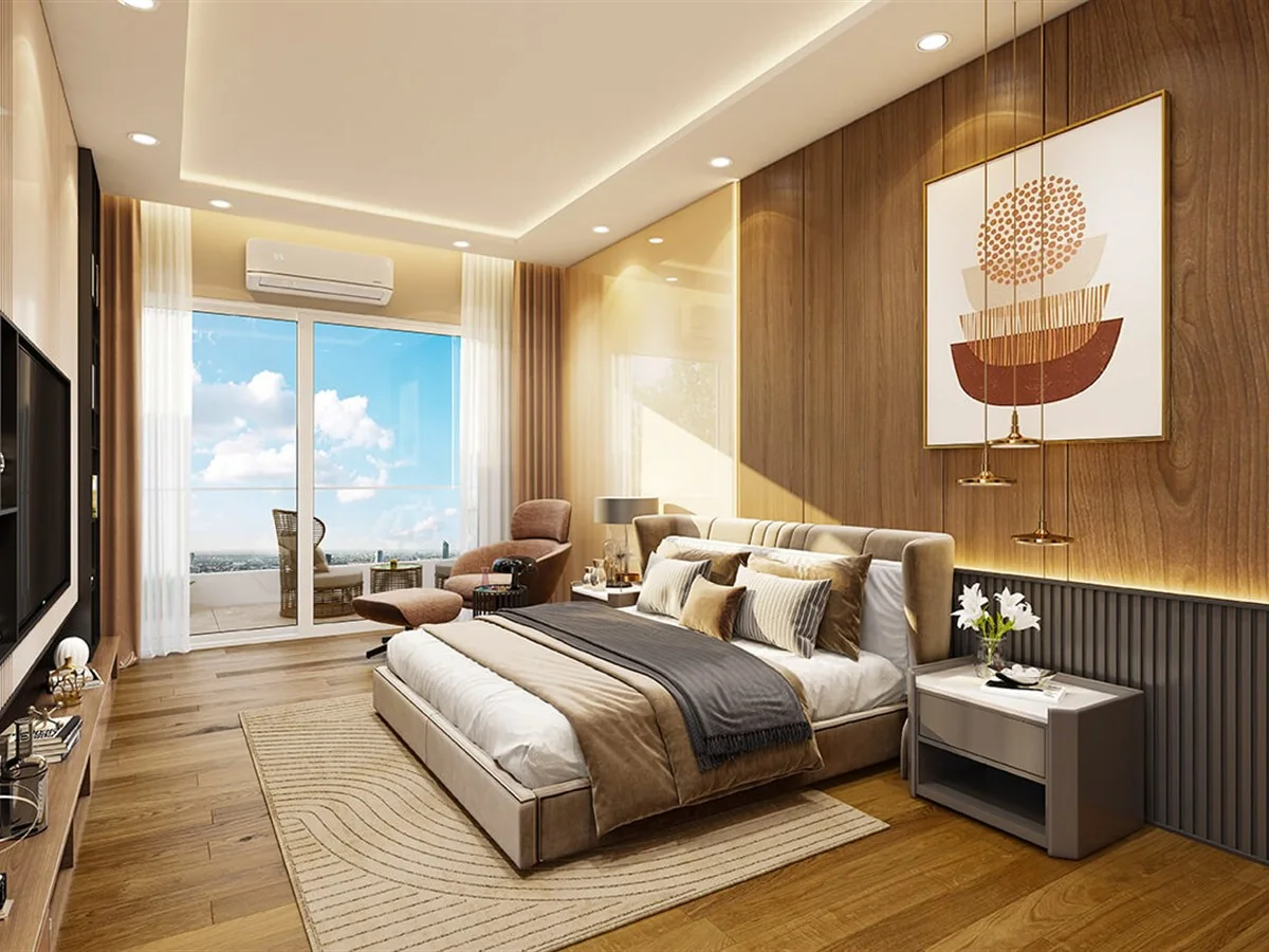 Wave Gardens 3 BHK master bedroom interior