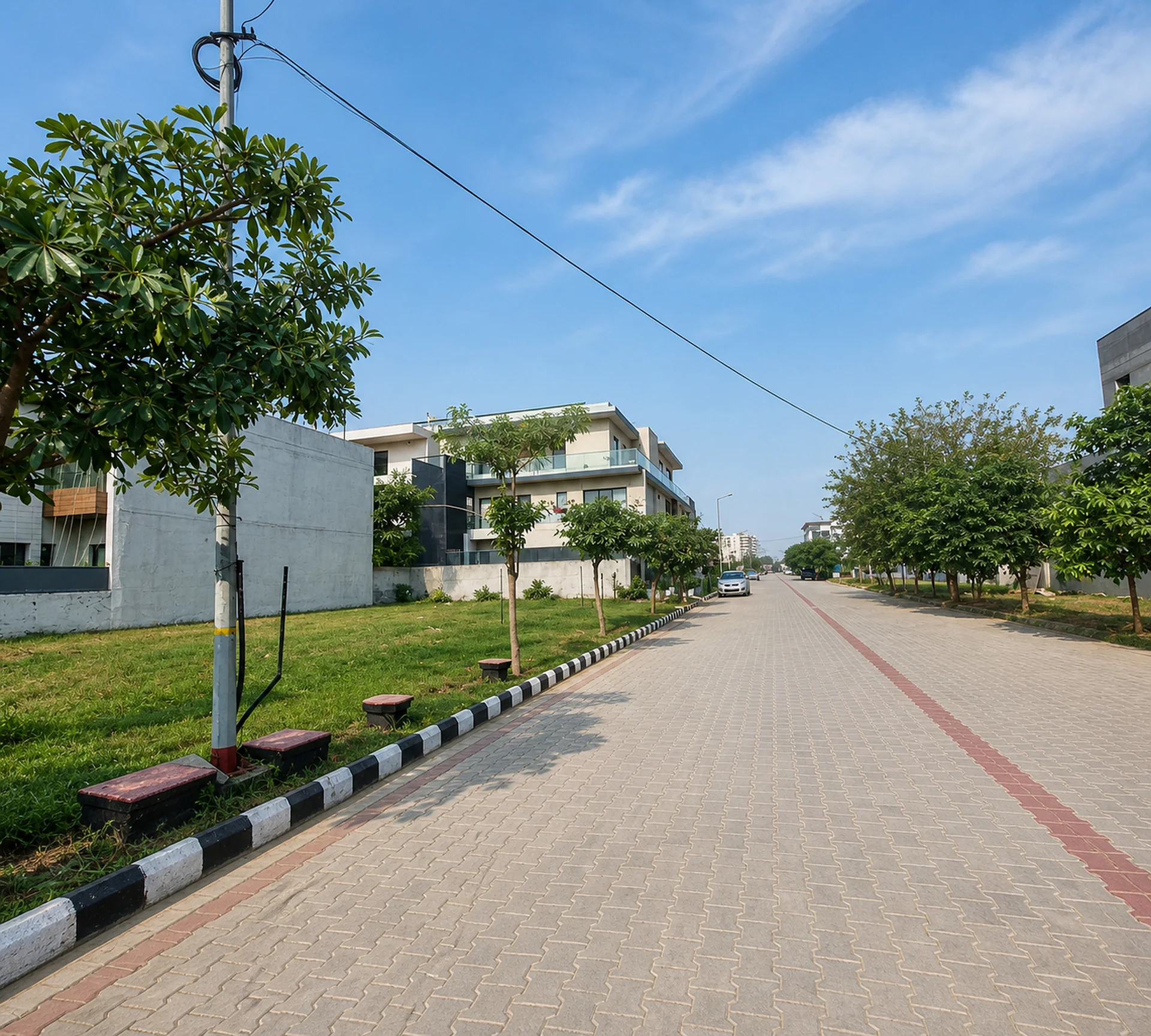 Established residential street inside Wave Estate Mohali