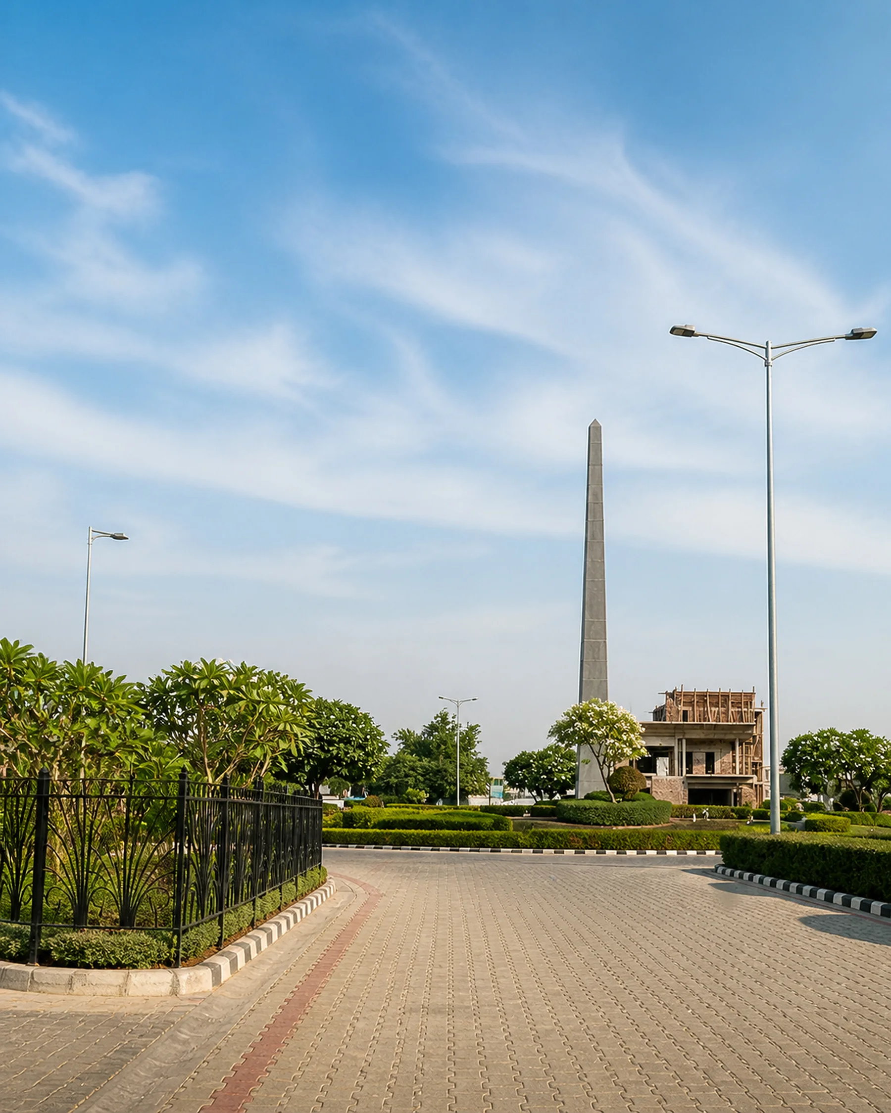 Wave Estate township entrance boulevard in Mohali