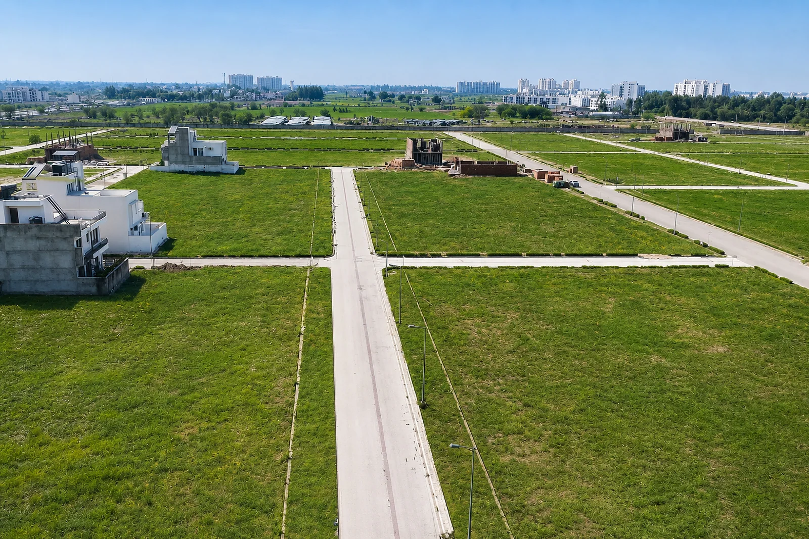 Aerial overview of plotted development within Wave Estate Mohali