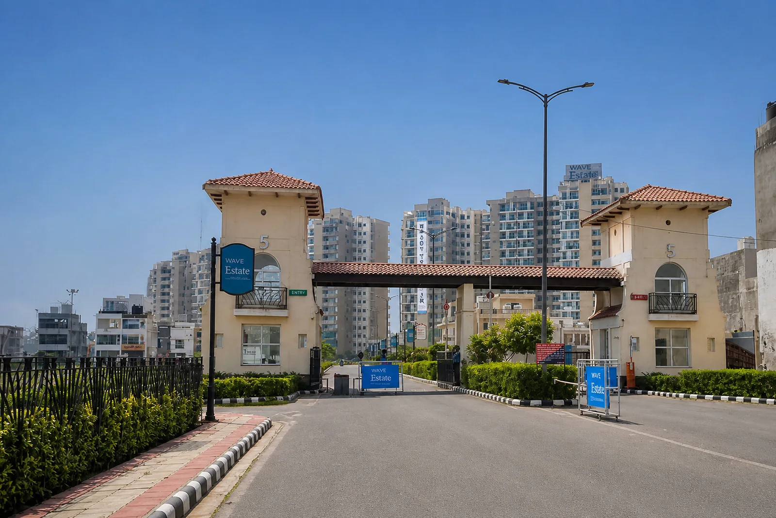 Main entrance to Wave Estate Mohali for buyer site visits